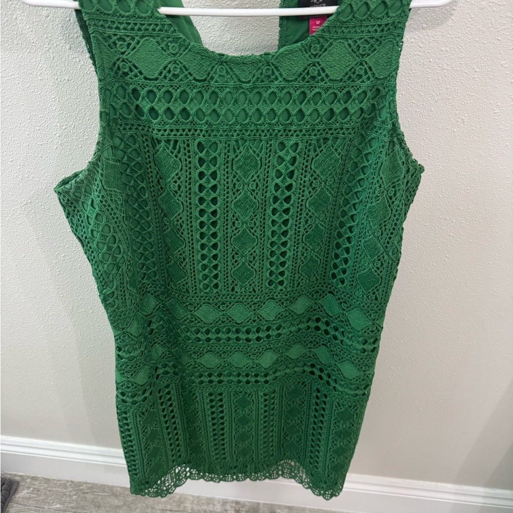 Vince Camuto Green Crochet Midi Dress